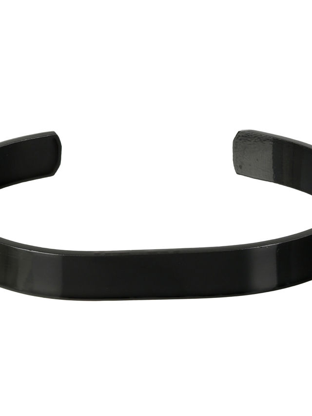 Priyaasi Solid Black Cuff Statement Bracelet For Men