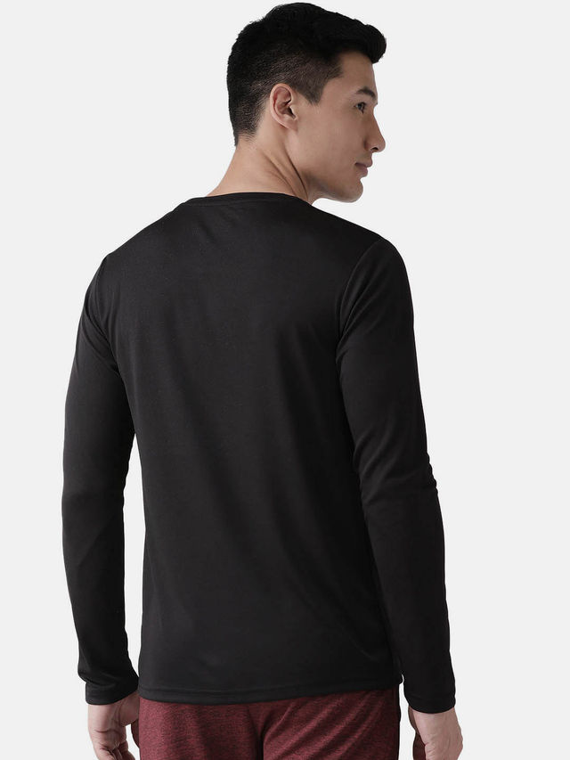 Chkokko Men's Gym Regular Fit Full Sleeves T-shirt | Black - S