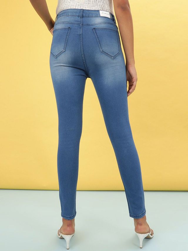 Freehand Women's Paint Splash Skinny Fit Denim Jeans | Blue - 32