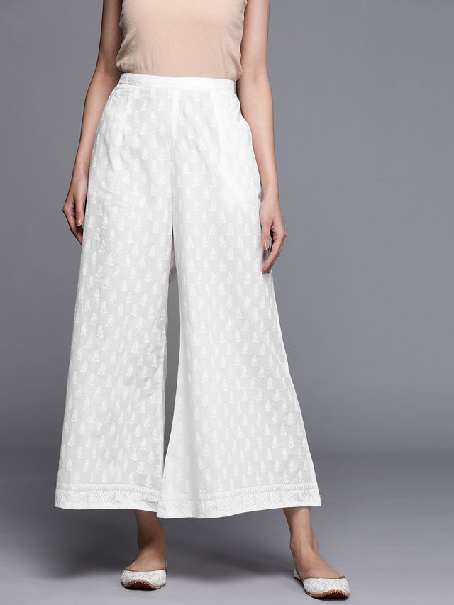 Libas Women Cream Cotton Palazzo With Both Side Pocket - Pl972Os