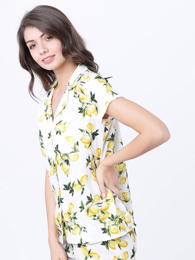 Tokyo Talkies Women's Casual Shirt | Yellow and Green - L