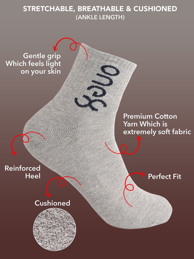 One8 Men's Cotton Ankle Length Socks | Multicolour - Free Size