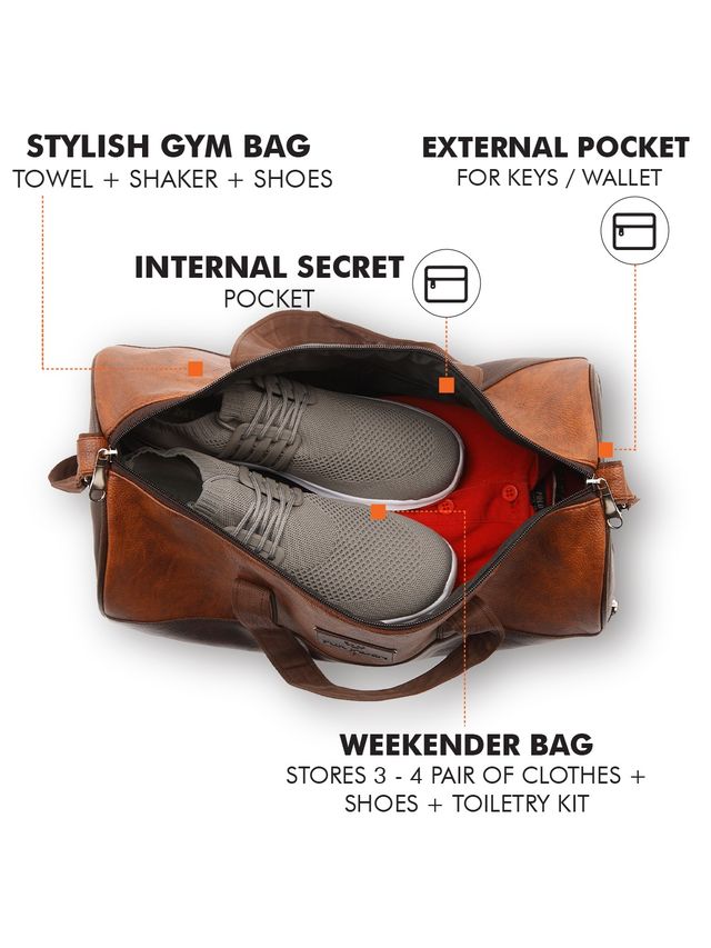 Buy Fur Jaden 23 L Vegan Leather Casual Duffle cum Gym Bag for Men