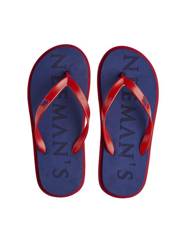 Neemans Unisex Eco Classic Slippers | Blue with Red - UK 6