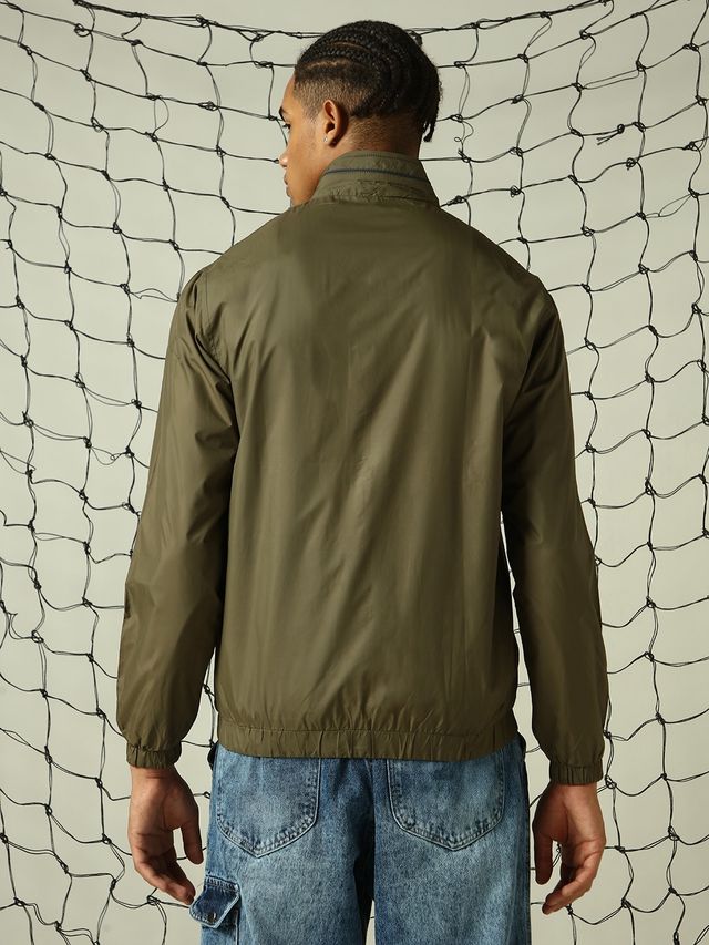 Hubberholme Men's Lightweight Relaxed Fit Reversible Windcheater Jacket | Olive - M