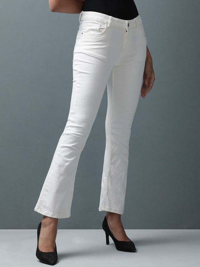 Freehand Women's Bleached Bootcut Denim Jeans | White - 28