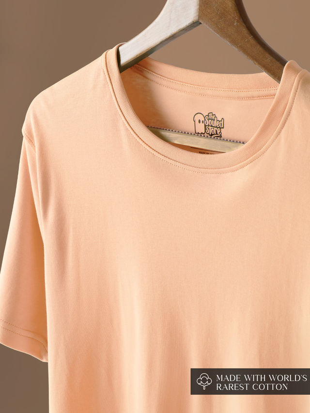 The Souled Store Men's Regular Supima- Peach Supima T-shirts | S