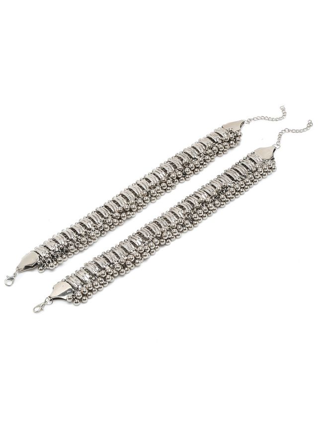 Youbella Jewellery German Tribal Stylish Handmade Anklets For Girls And Women (Silver)(Ybank - 60027)