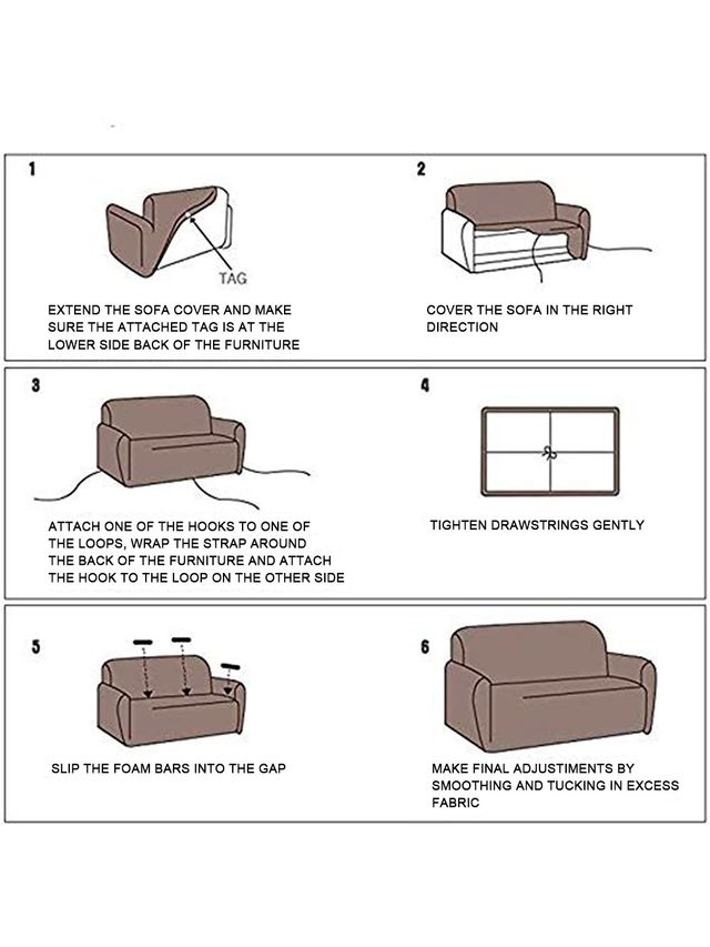 Cortina Elastic Strechable Printed One Seater Sofa Cover - Brown
