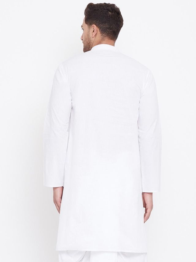 Vastramay Men's Cotton Kurta | White - L