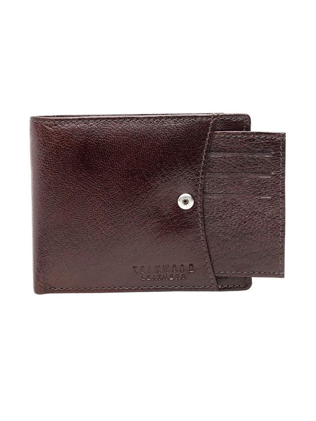 Teakwood Men's Solid Leather Bi-Fold Wallet | Black