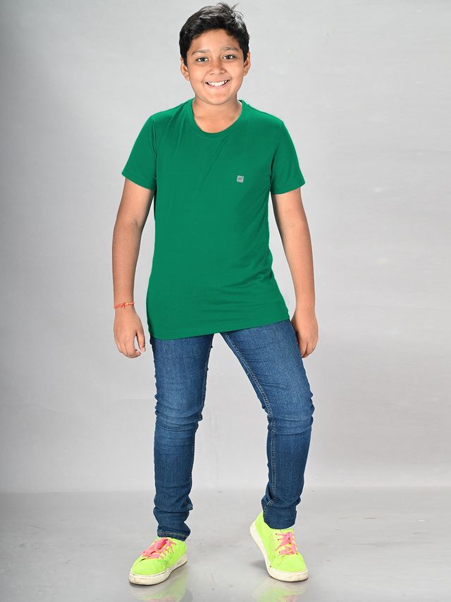 Lux Nitro Kids Round Neck T-shirt | Peacock Green - XXL