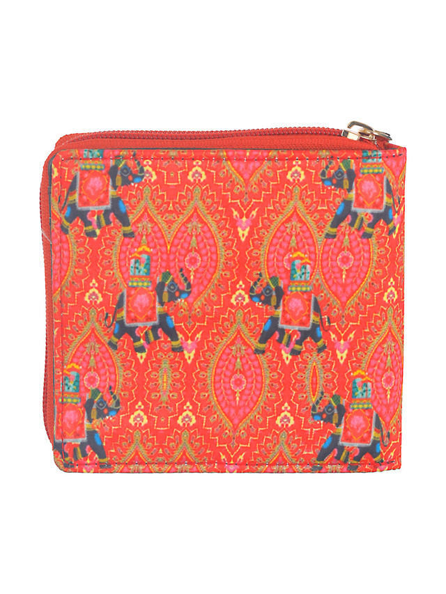 Priyaasi Women's Animal Print Fabric Wallets | Red - One Size