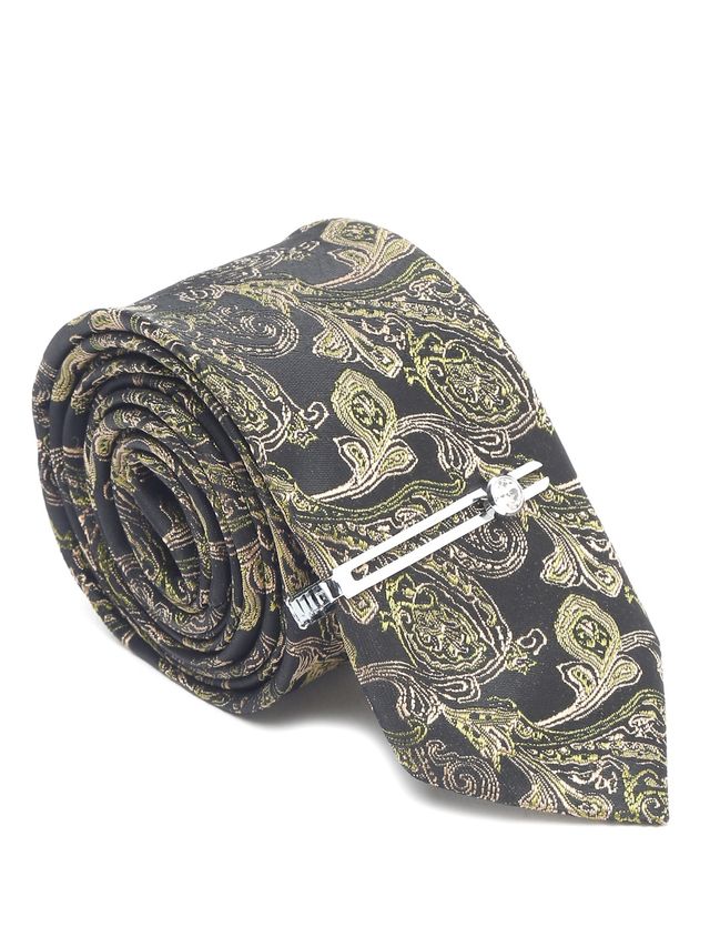 Louis Stitch Men's Floral Silk Necktie Set | Green - One Size