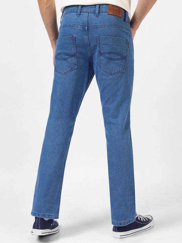 Urbano Fashion Men's Light Blue Washed Bootcut Jeans Stretchable-32