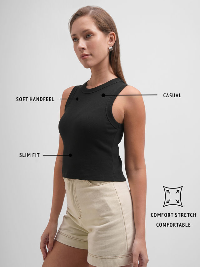 Buy Tokyo Talkies Women Sleeveless Racer Back Top | BLACK | M
