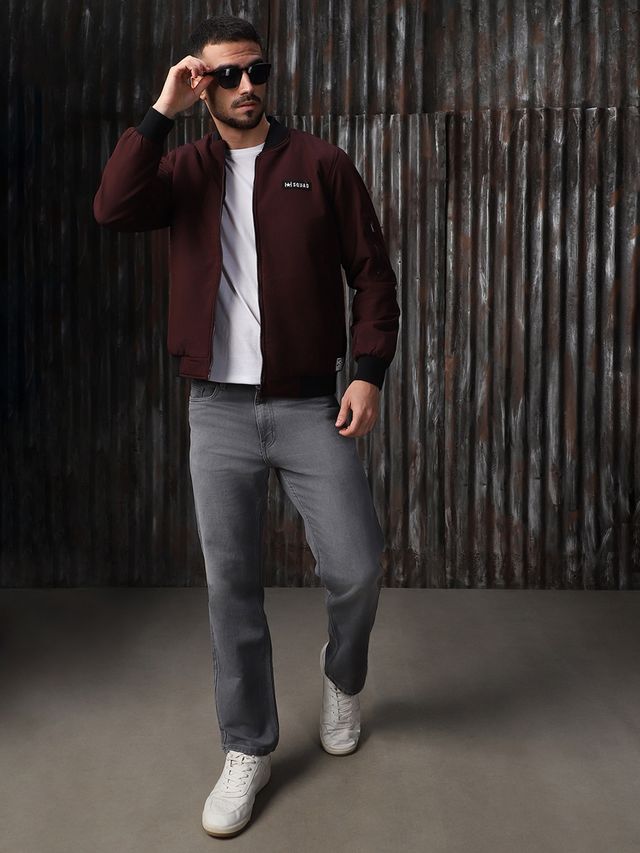 High Star Men's Lightweight Bomber Jacket | Maroon - L