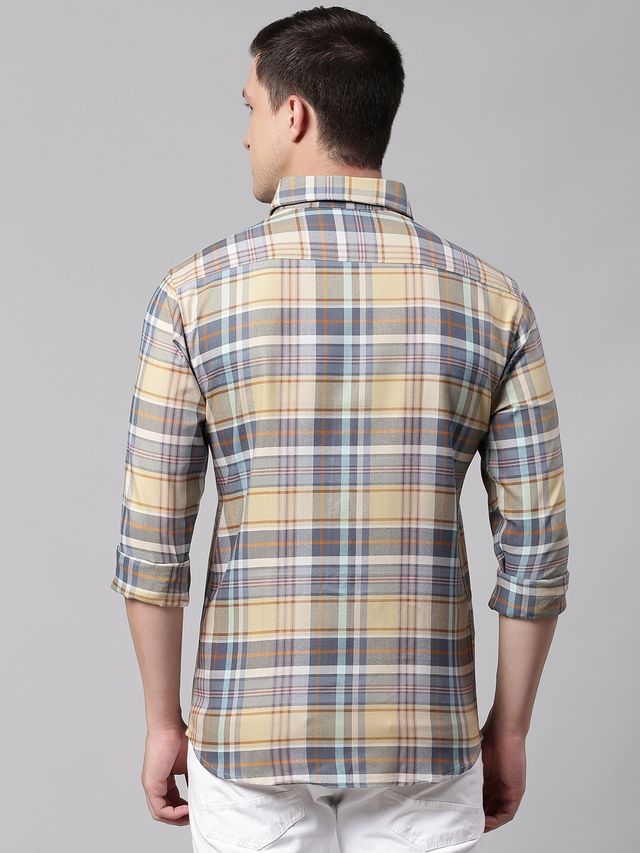Dennis Lingo Men's Slim Fit Polycotton Casual Shirt | Orange | S