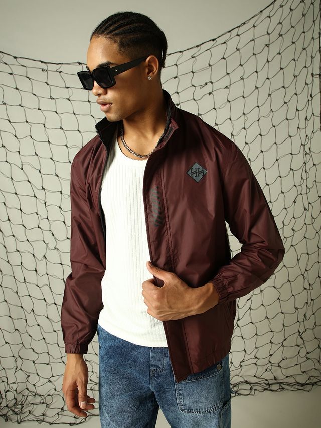 Hubberholme Men's Lightweight Relaxed Fit Reversible Windcheater Jacket | Maroon - M