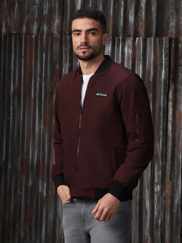 High Star Men's Lightweight Bomber Jacket | Maroon - L