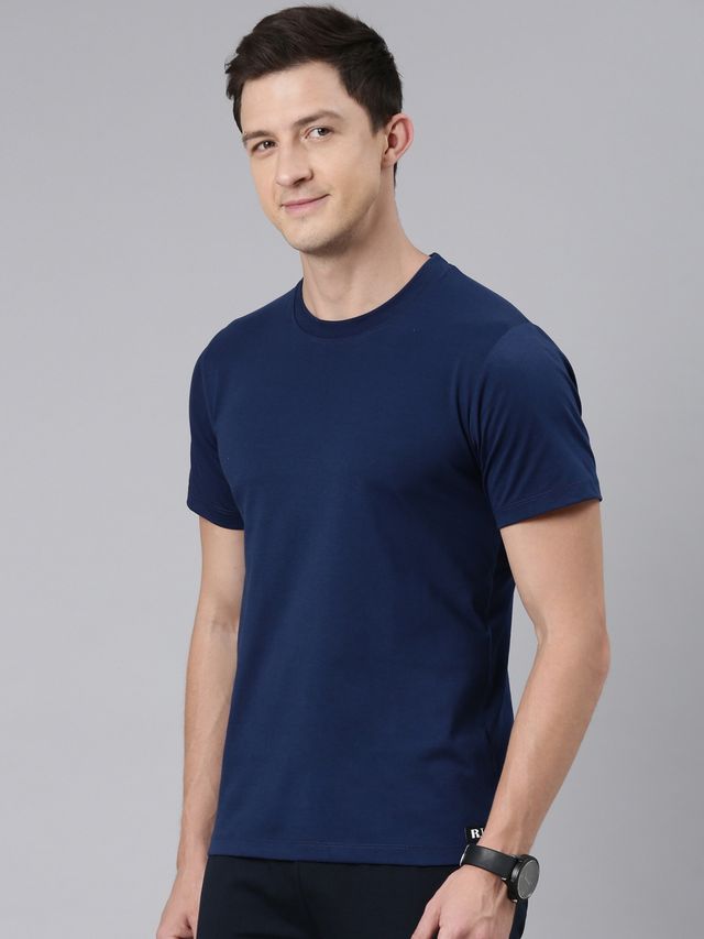 Rupa Jon Men's Round Neck T-Shirt Style | RJ 901 | Blue - L
