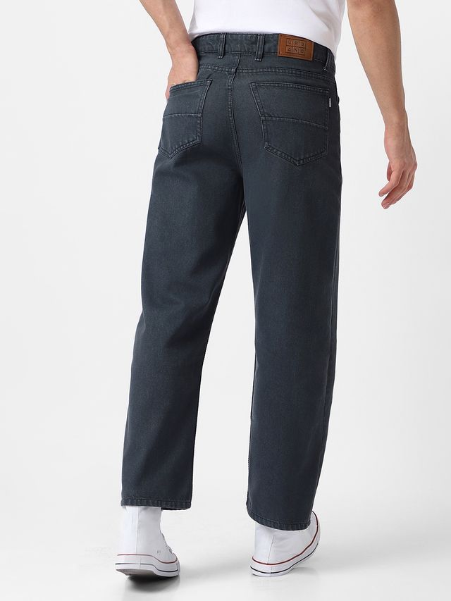 Urbano Fashion Men's Grey Loose Baggy Fit Washed Jeans Non-Stretchable-28