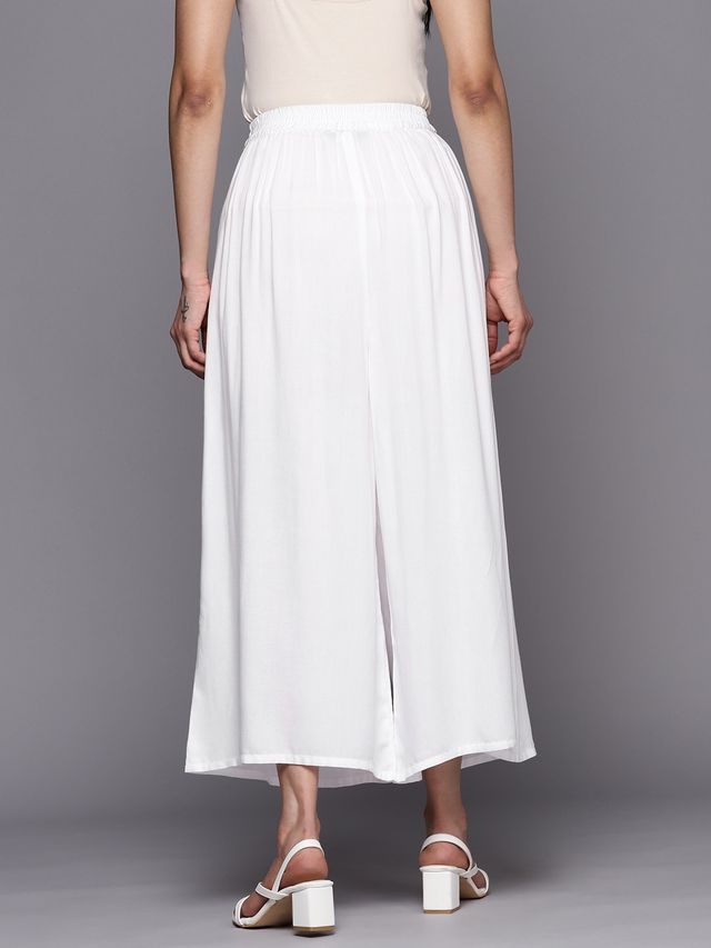 Libas Women White Soild Palazzos - Pl1452M