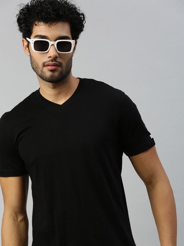 Actimaxx Men's Solid V Neck Pure Cotton T-shirt | Colour May Vary - 2XL