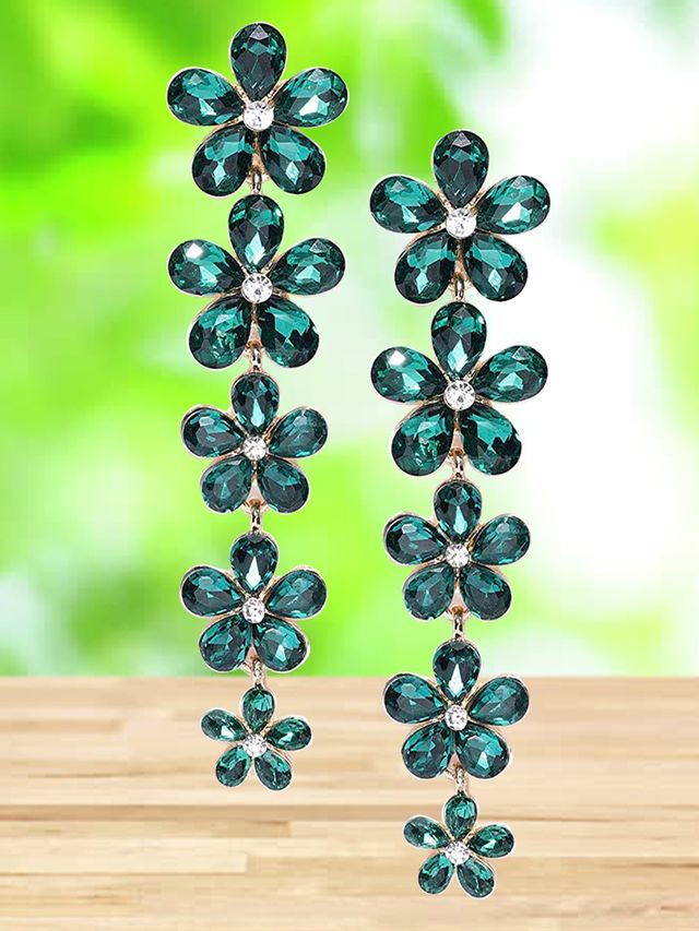 Youbella Swiss Zircon Earings Fashion Earrings For Girls And Women (Green)(Ybear - 32184)