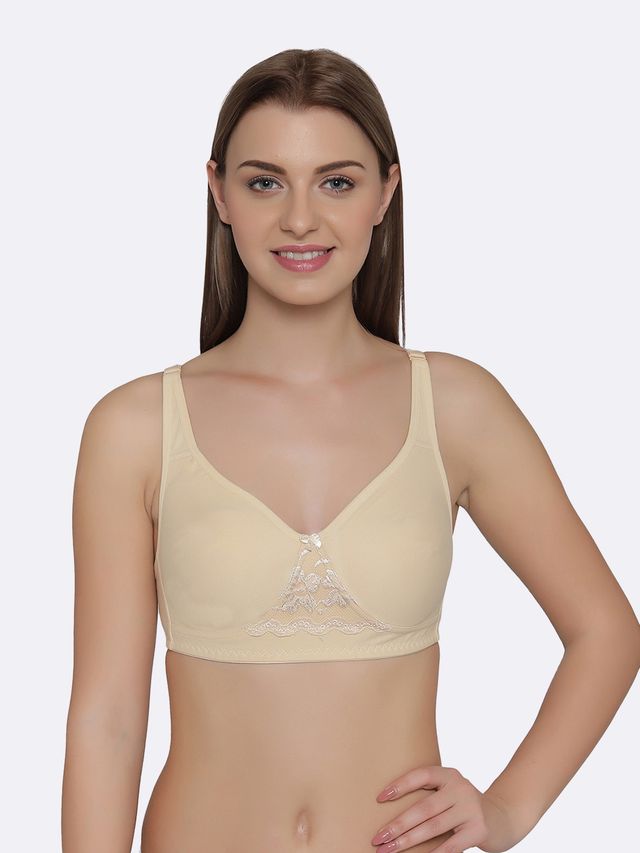 Clovia Women Non-Padded Non-Wired Full Coverage T-Shirt Bra - White, Beige | 40C