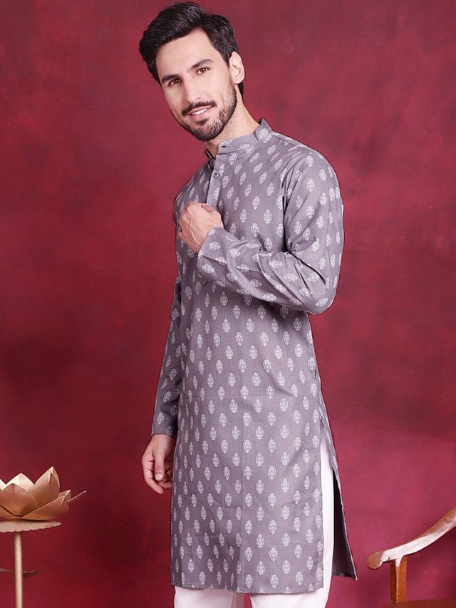 Jompers Men's Kurta | Ko 650 | Dark Grey - S