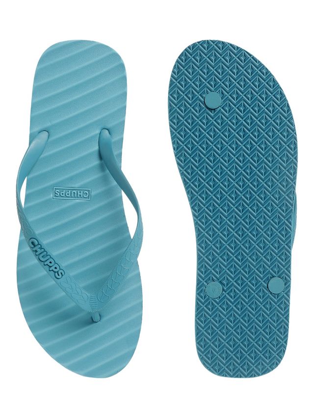 Chupps Women's Banana Leaf Monocrome Blue Flipflop - UK 7
