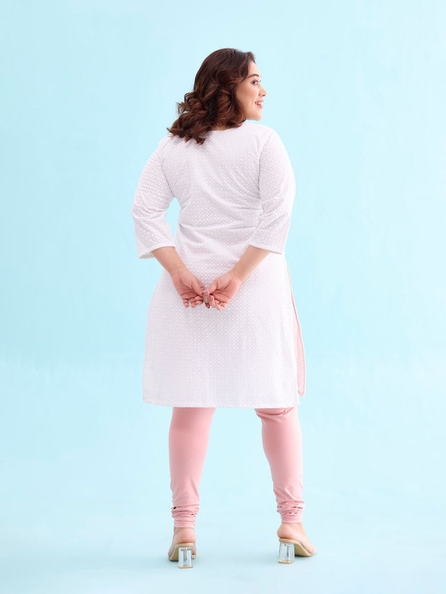 Go Colors Women's Solid Mid Rise Churidar | Baby Pink - S