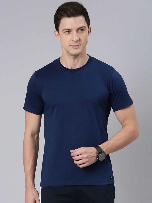Rupa Jon Men's Round Neck T-Shirt Style | RJ 901 | Blue - L