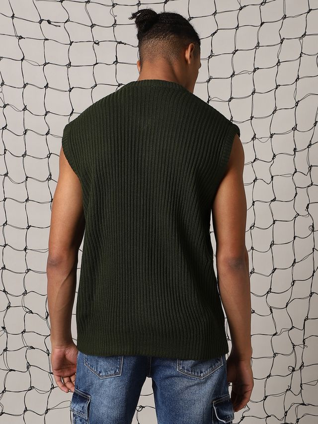 Hubberholme Men's V-Neck Sleeveless Vest Relaxed Fit Pullover | Carbon Black - M