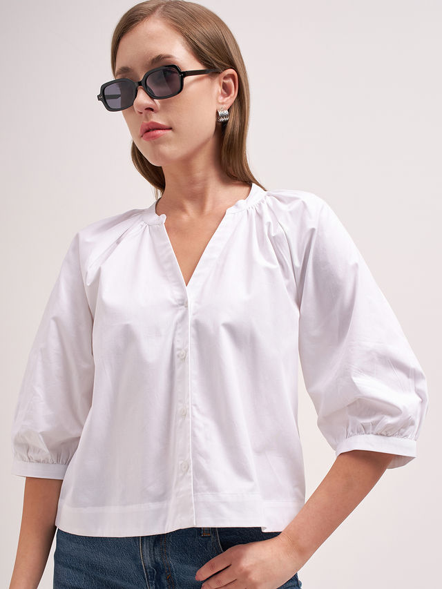 Buy Tokyo Talkies Women Manderin Collar 3/4Th Sleeve V Neck Front