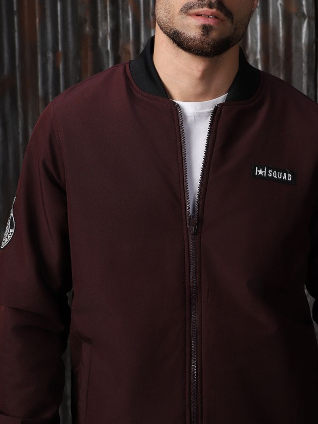 High Star Men's Lightweight Bomber Jacket | Maroon - L