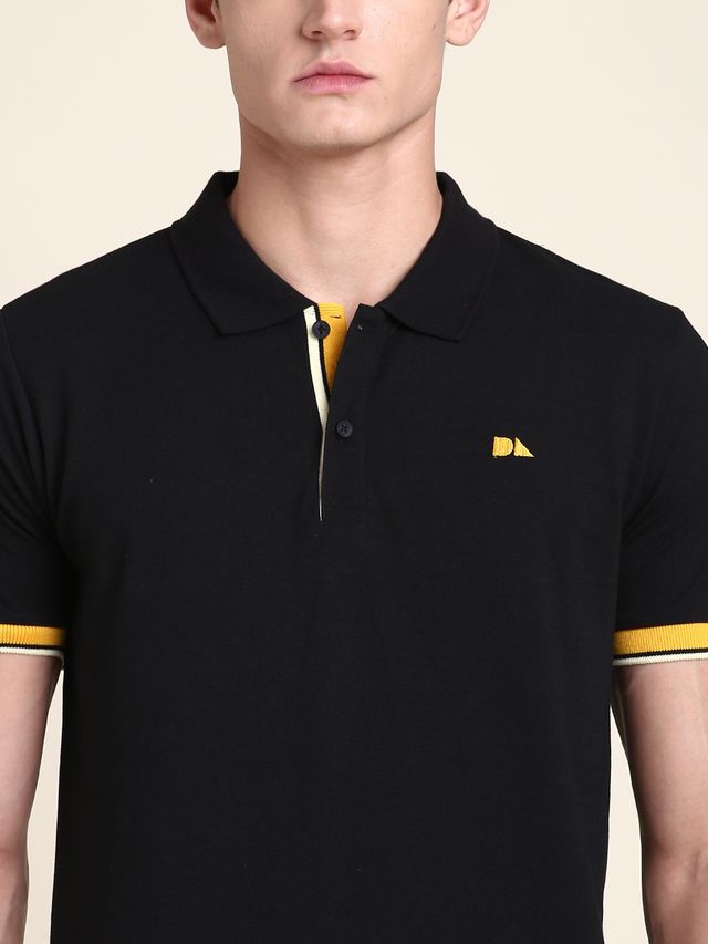 Dennis Lingo Men's' Solid Polo T-shirt | Black | L