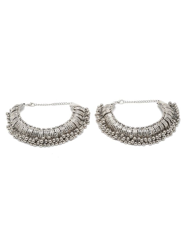 Youbella Jewellery German Tribal Stylish Handmade Anklets For Girls And Women (Silver)(Ybank - 60027)