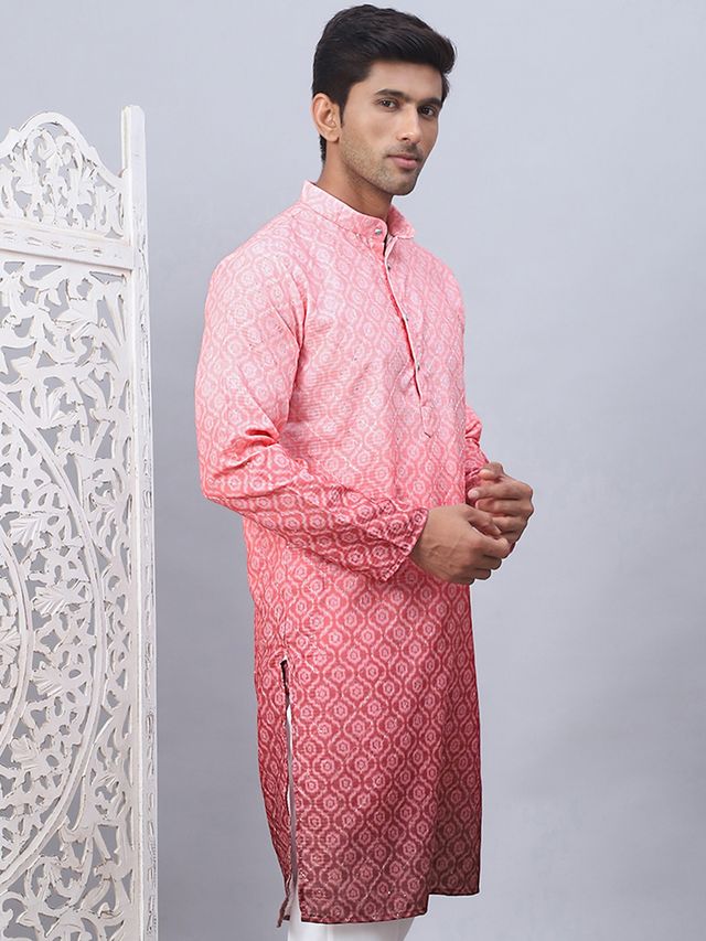 Jompers Men's Kurta | Ko 5074 | Coral - S