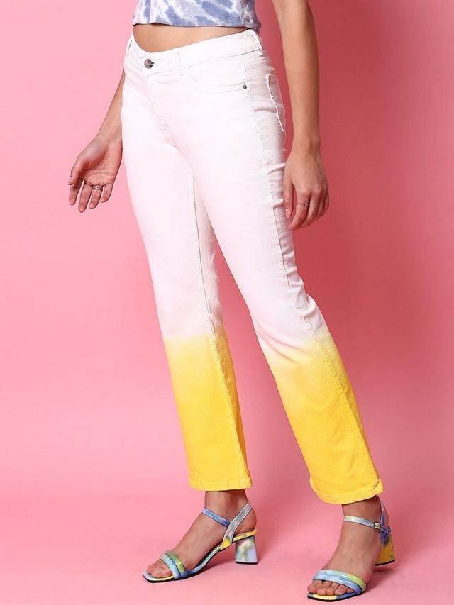 Freehand Women's Ombre Bootcut Denim Jeans | White - 28