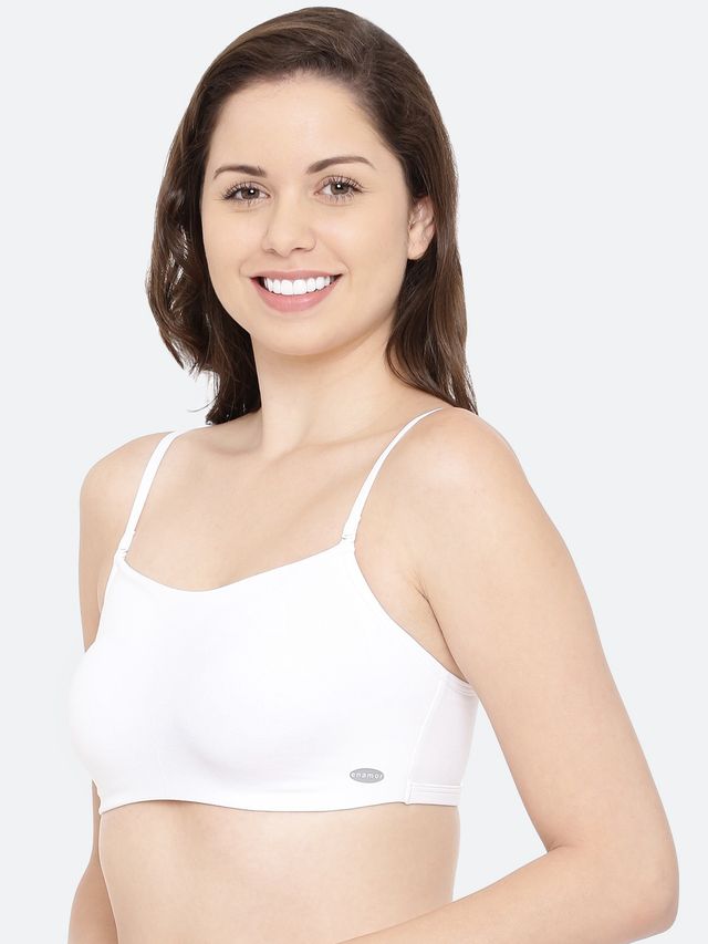 Enamor Women's A022 Full Coverage Comfort Cami Cotton Bra | Non Padded | Wirefree | White - M