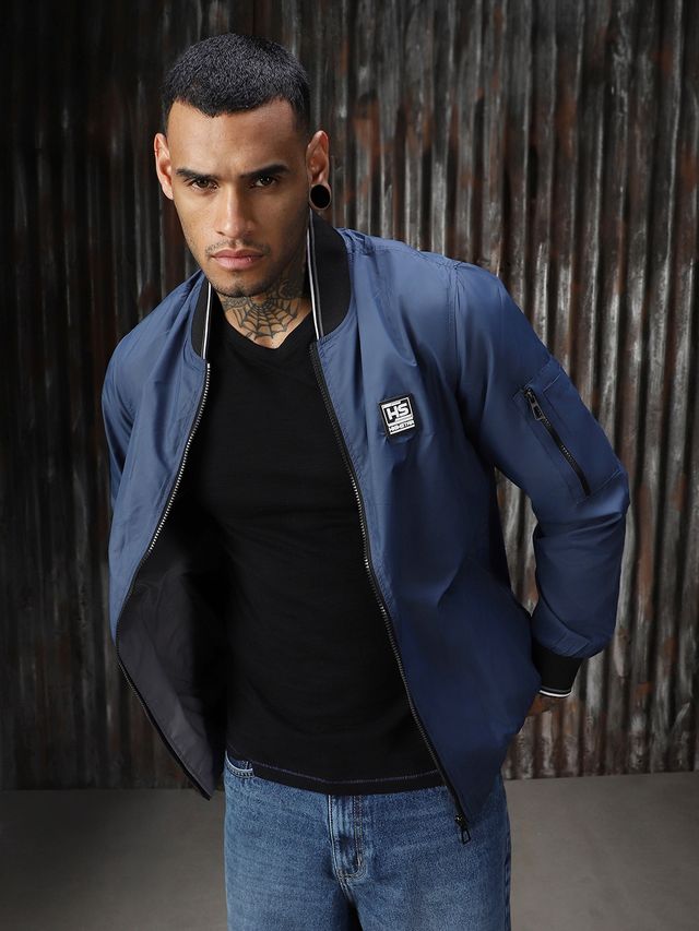 High Star Men's Lightweight Bomber With Embroidered Jacket | Blue - XL