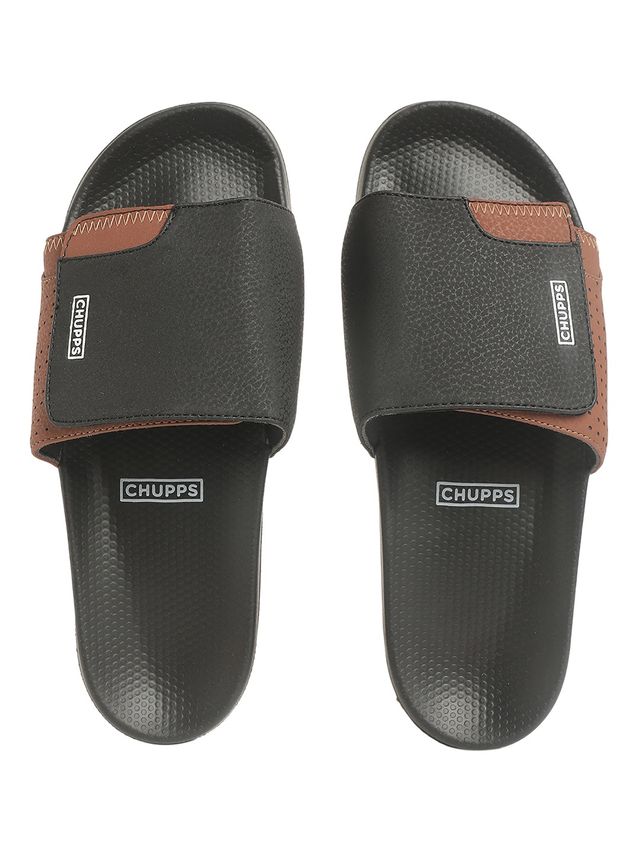 Chupps Solid Hues Black - Tan Men's | Casual Slider UK11