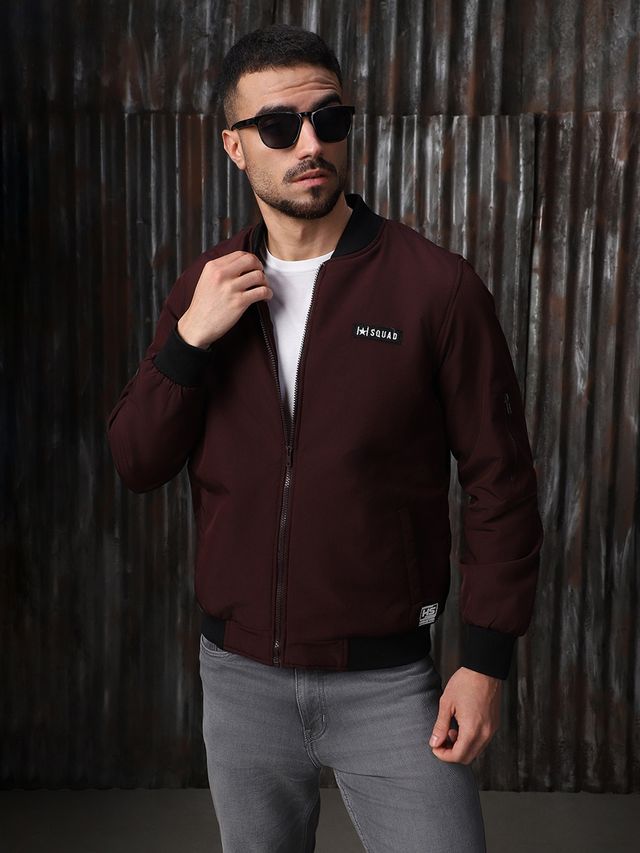 High Star Men's Lightweight Bomber Jacket | Maroon - L