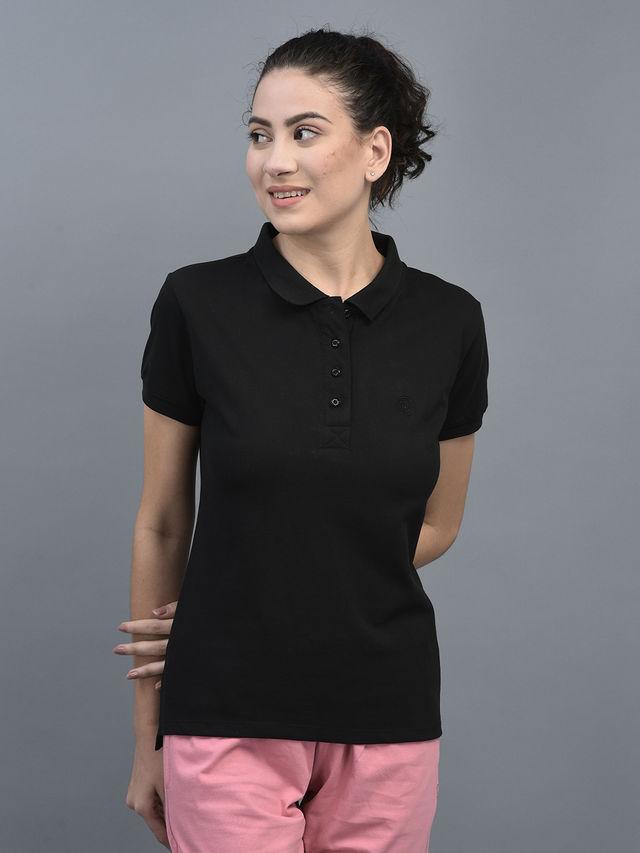 Dollar Women Polo T-shirt - Black | Premium Cotton | L