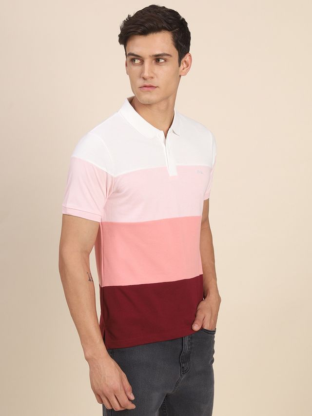 Dennis Lingo Men's Colourblocked Polo Collar Regular Fit T-shirt | Multicolor | S