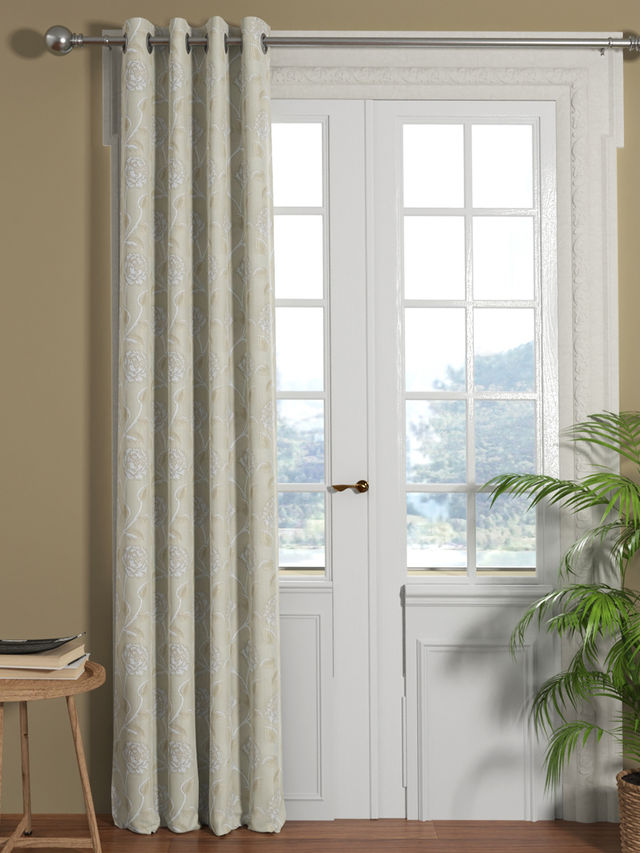 Bianca Jacquard Room Darkening Eyelet Curtain - 7 ft