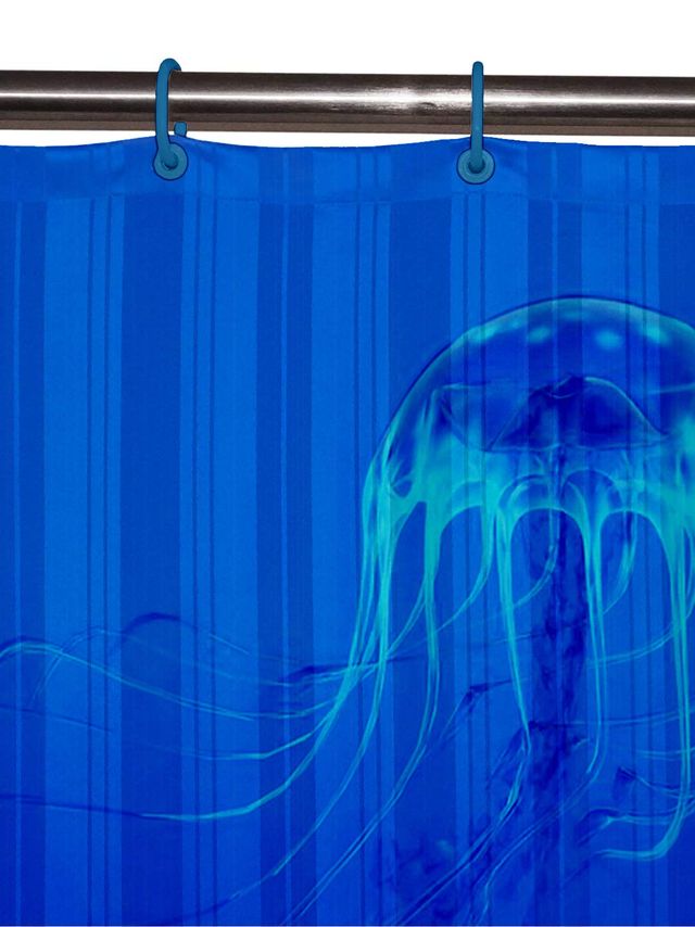 Lushomes Shower Curtain - Jelly Fish Printed | Waterproof | 12 Eyelets | No Hooks | 6 x 6.5 ft
