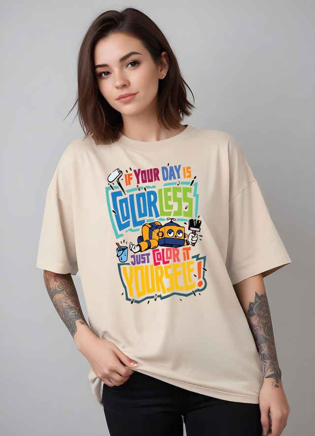 Smartees Women's Oversize Printed T-shirt | WW - 2063 | Skin - XL